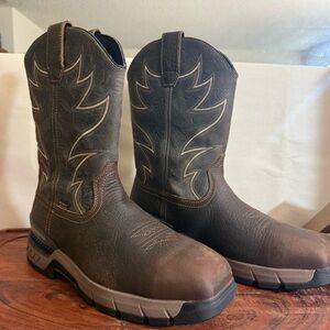 TWO HARBORS Men's 11-inch Waterproof Leather Safety Toe Pull-On Boot size 12W